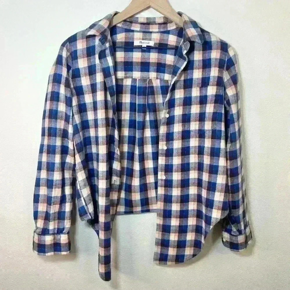 Madewell Women’s Plaid Button Down Tie Front Flannel Size Small - Picture 3 of 13